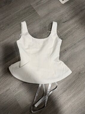 White Peplum Square-Neck Tank Top